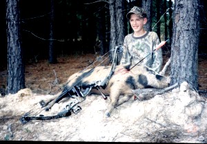 12 yr old Hunter Burgeron gets his first hog